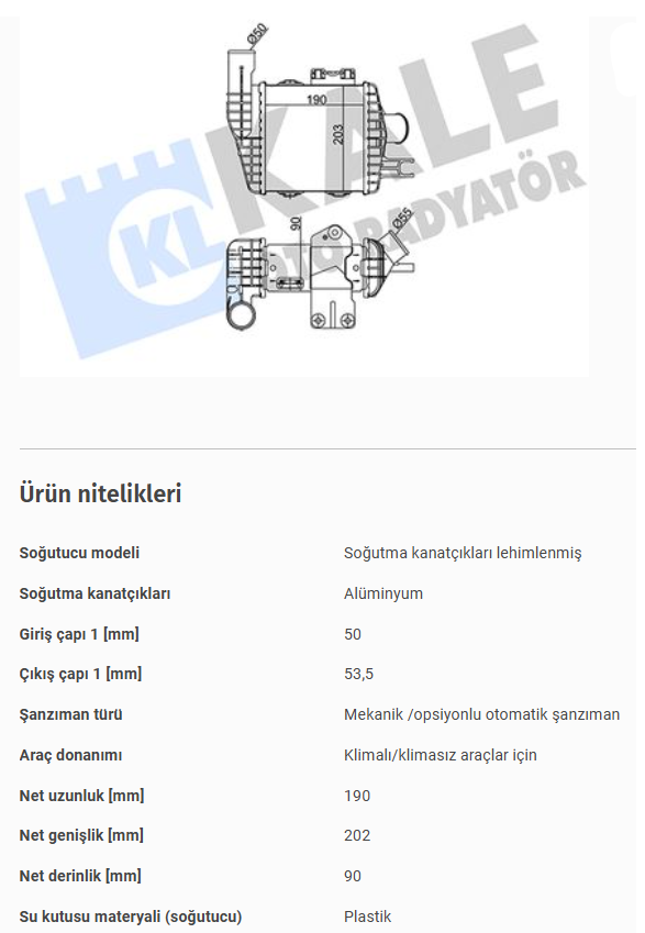 INTERCOOLER RADYATORU HYUNDAI TUCSON 04>10/KIA SPORTAGE 04>10